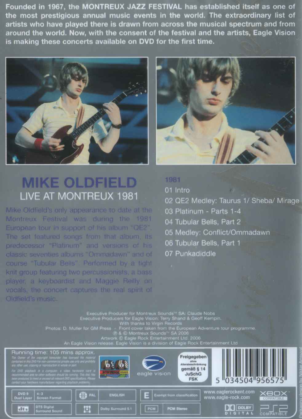 Crítico Guarda la ropa Auroch Live At Montreux German DVD Back Cover - Mike Oldfield - www.mike-oldfield .es